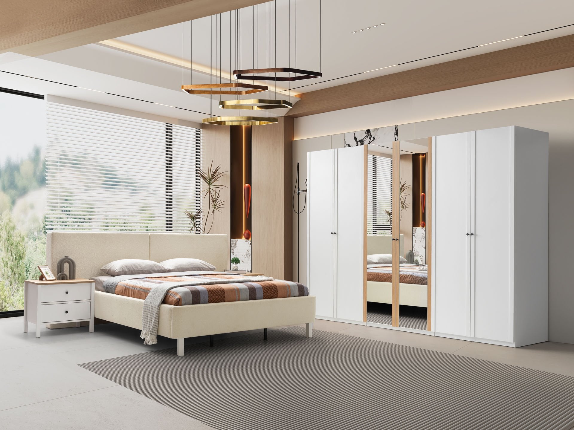 Lima  Beyaz Meşe Yatak Odası