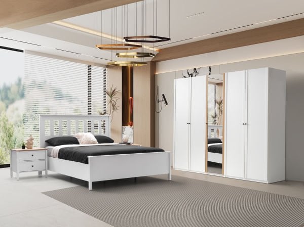 Lima  Beyaz Meşe Yatak Odası