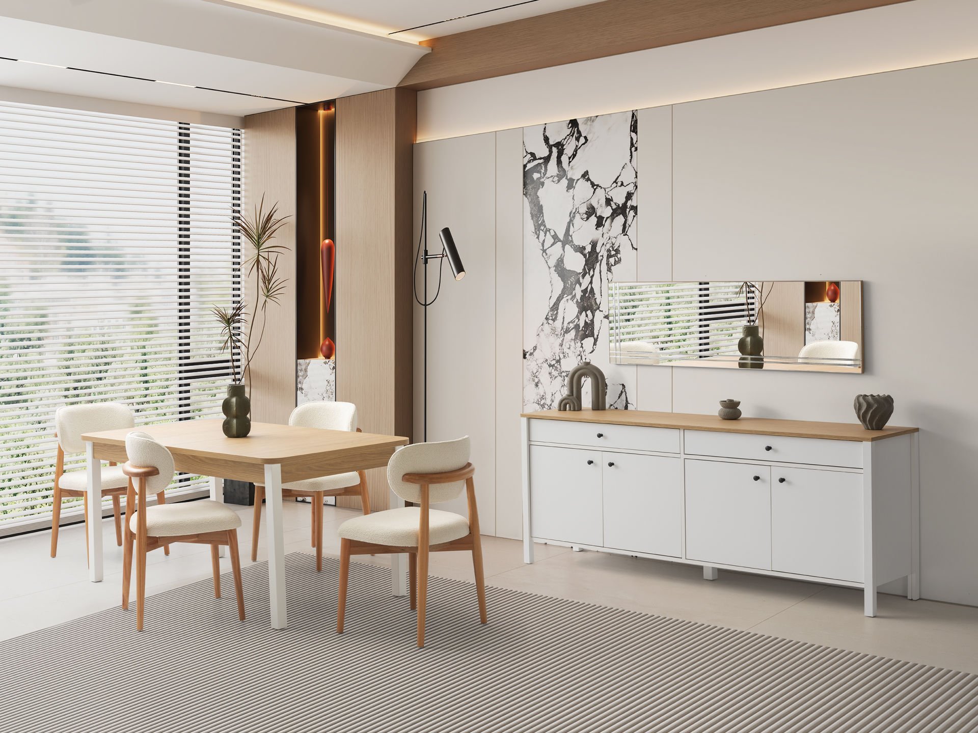 Lima Beyaz Meşe Yemek Odası